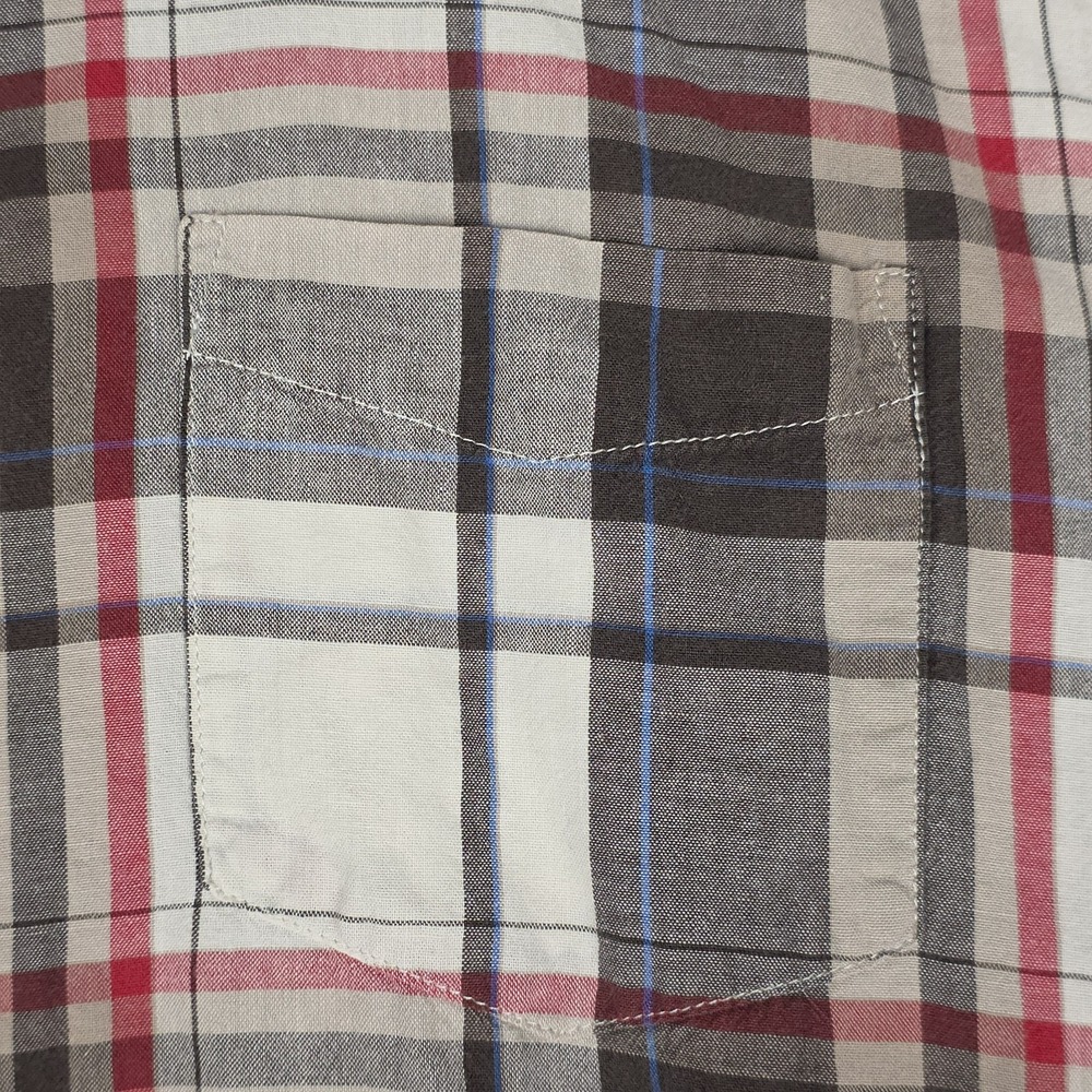 Wrangler‎ Men's Plaid Shirt M Brown Red Button Down 100% Cotton Western Thin - Picture 4 of 16